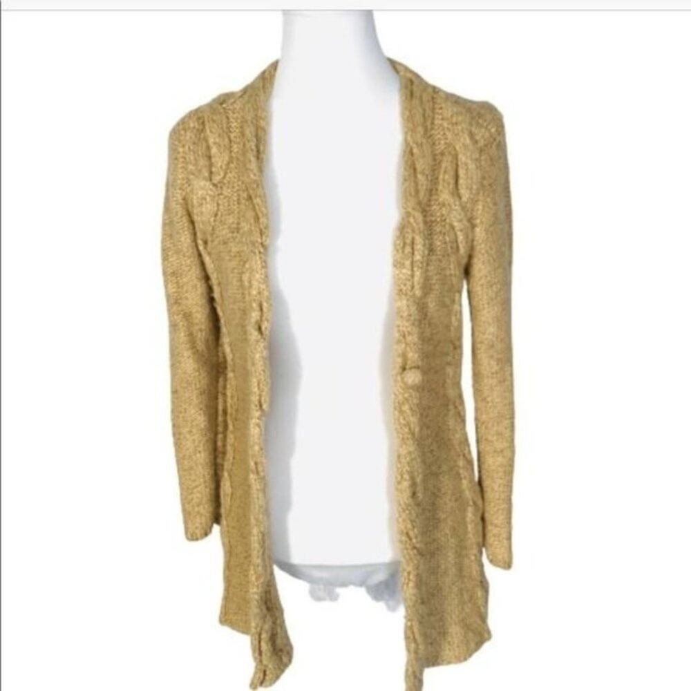 INC Chunky Knit Cardigan Sweater Wool Blend Size Medium Open Front